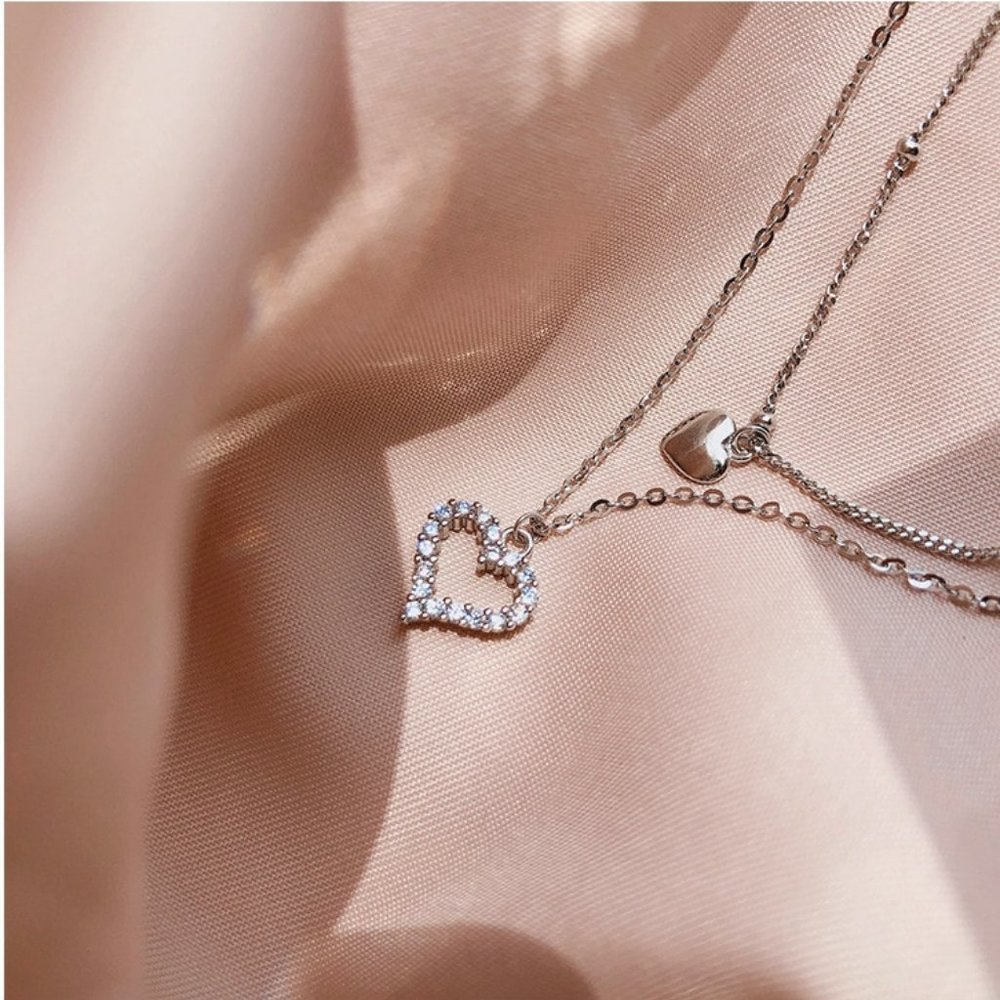 NEW 925 Sterling Silver Diamond Heart Necklace A - Picture 10 of 12